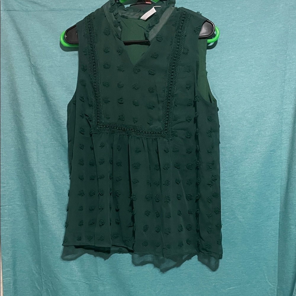 Elegant Dark Green Sleeveless Blouse